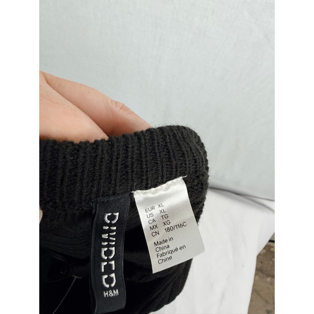 Divided Black Ribbed Full Zip‎ XL Cardigan Sweater Long Sleeve Crew Neck - Picture 13 of 14